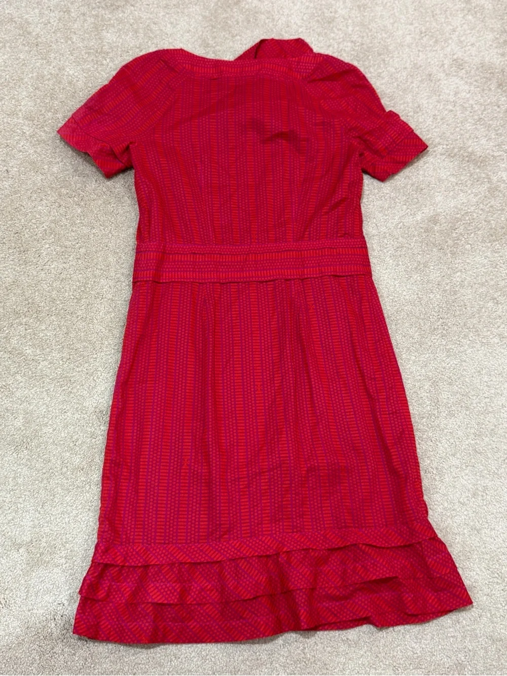 Tory Burch Red Purple Printed Cotton Button Front Dress Size 2